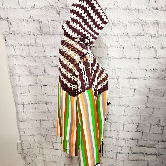 Opening Ceremony striped crochet hoodie Sweater Sz XS/S long sleeve A38c - Picture 4 of 5